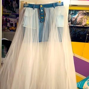 Fashion Nova Denim Skirt w/Tulle